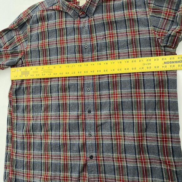 LL Bean Flannel Shirt Mens Tall XL Gray Plaid Long Sleeve Button Down Workwear - Picture 7 of 9